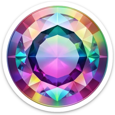 round mystic topaz holographic gem with rainbow colors sticker