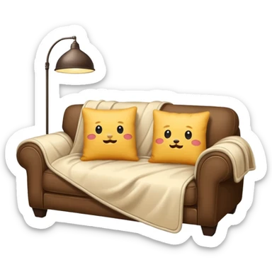 cozy blanket couch fort sticker