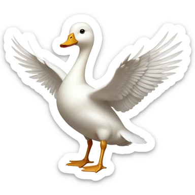 cinematic-[white duck]-realistic-full-body-perched-emoji,-wings-tucked-neatly elegant,-head-tilted-dramatically,-sleek-[white]-feathers,-simplified-yet-realistic-focused-features,-highly-detailed,-glowing-with-an-almost-sarcastic-glow sticker
