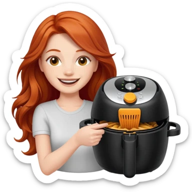 Excited long haired redhead shaking airfryer butt shake sticker