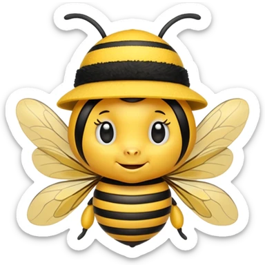 draw a bee in gentle hat sticker