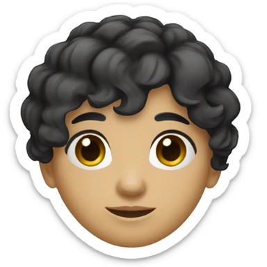 short black wavy hair, straigt nose, black eyes sticker