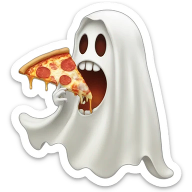 Ghost eating pizza sticker