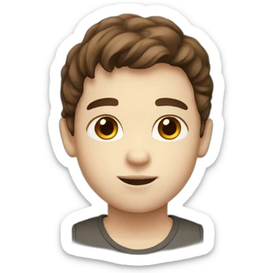 Young boy with brown hair and brown eyes white skin sticker