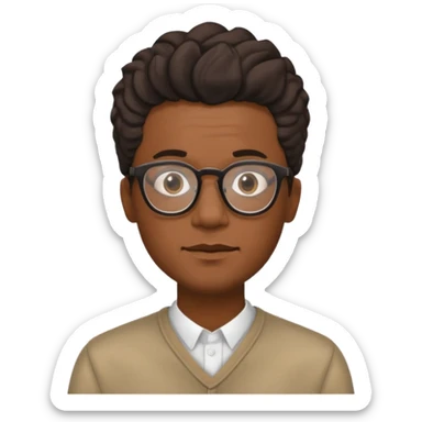 Black m’en with glass and semi free form the haïr style  sticker