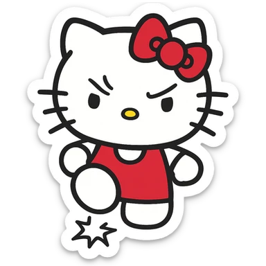 Angry Hello Kitty, stomping foot sticker