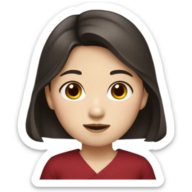 korean girl with dark brown hair and dark red dress pretty sticker