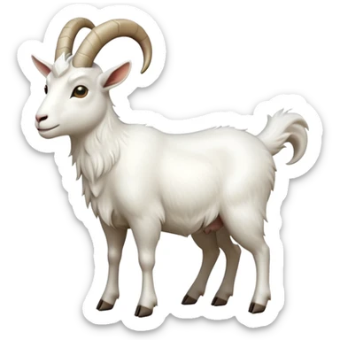 cinematic-[white goat]-realistic-full-body-standing-emoji,-tail-flicking-lazily,-head-tilted-dramatically,-sleek-[white]-fur,-simplified-yet-realistic-focused-features,-highly-detailed,-glowing-with-an-almost-sarcastic-glow sticker