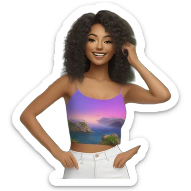 Beautiful woman high crop top sticker
