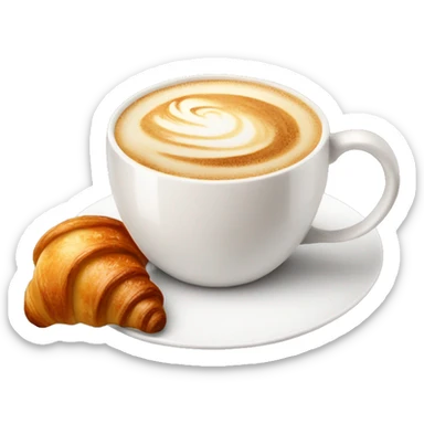 Cup of cappuccino with croissant sticker