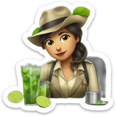 argentina girl detective drinking mojito sticker