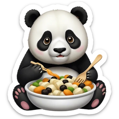 Panda eating a. Lot and lot of food sticker
