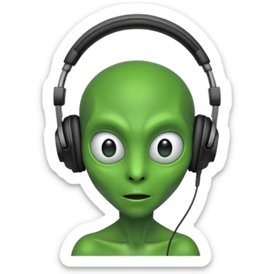 Alien listening to music sticker