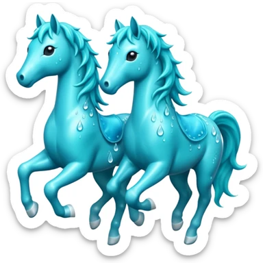 Water Horses run With drops The color is turquoise  sticker