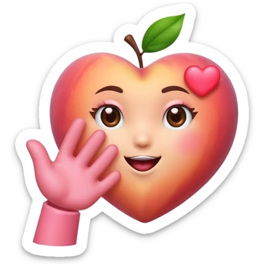 Peach with heart and slap and shake sticker