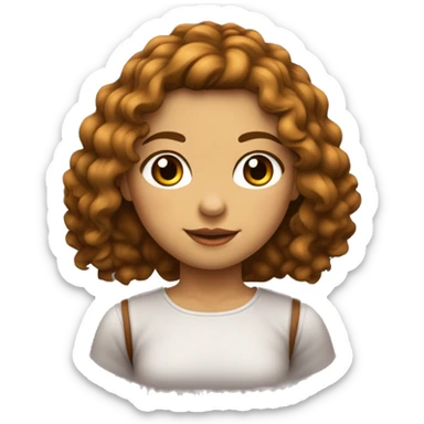 Menina com cabelo ondulado, vestindo uma blusa vermelha, com a cor da pele nãovtão clara, de olhos castanhos sticker