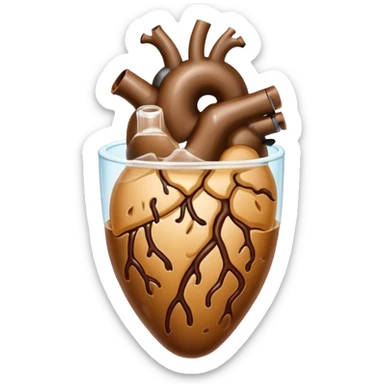 Anatomic heart composed of iced coffee  sticker