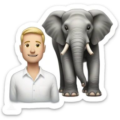 elephant with a white man next to him sticker