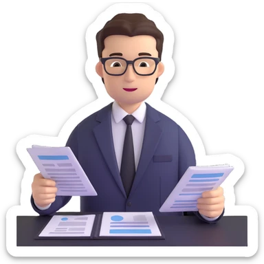 professional male accountant in suit reviewing documents sticker