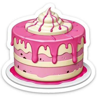 Melting pink SPAM MEAT Ice cream cake sticker