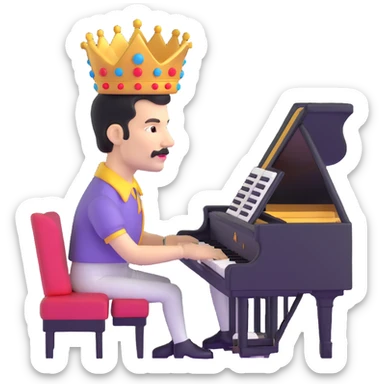 Freddie Mercury wearing crown playing piano sticker