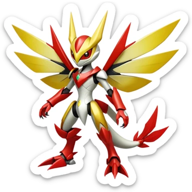 Cute Cool Edgy Shiny Ethereal Legendary Kartana-Digimon-Scizor-hybrid full body sticker