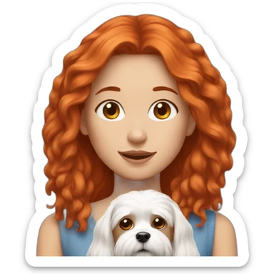 Red-haired girl with Maltese dog sticker