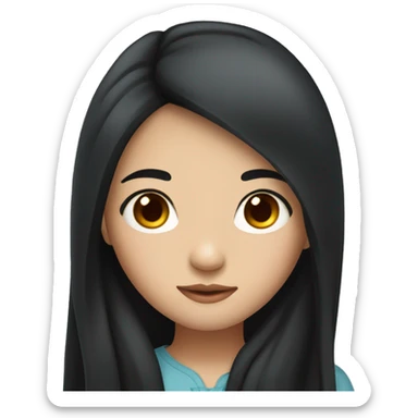 chinese girl with long black hair and dark brown eyes sticker