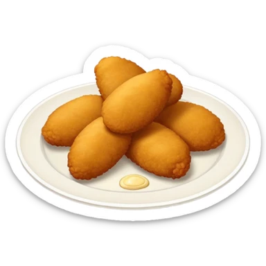 Croquetas de pollo en un plato blanco  sticker