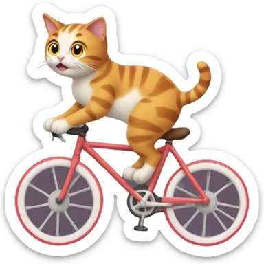 Cat riding a bike sticker