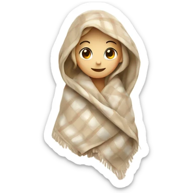 Beige clean girl folded plaid blanket  sticker