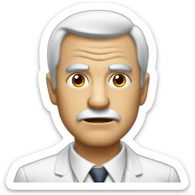 angry old man with short hair. He is wearing a suit sticker