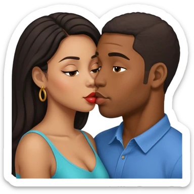 Black man and Latina women kissing  sticker