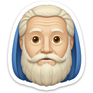 iOS emoji style, clean and modern flat design of Plato, flowing beard, wise and calm expression, ancient Greek philosopher sticker