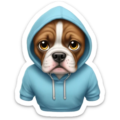 French Bully wearing a hoodie  sticker