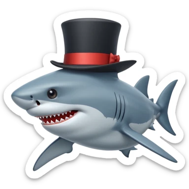 Shark with a top hat sticker