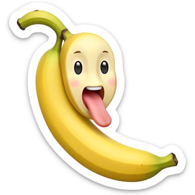 Banana sticking tongue out sticker