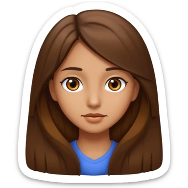 Girl with long brown hair and brown eyes with olive skin sticker
