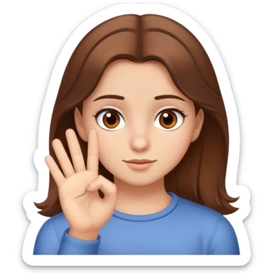 Girl brown hair brown eyes bashful stop it gesture sticker