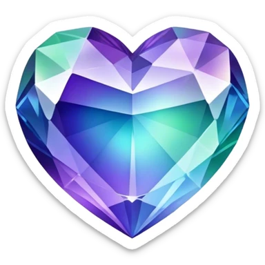 Gradient iridescent purple indigo blue cyan green crystal heart sticker
