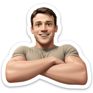 muscular male smiling indoors sticker