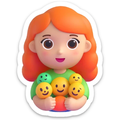boneca, cute doll, microsoft style 3d fluent emoji, colorful, smooth shading, no text sticker