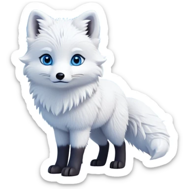 cinematic-arctic-fox-realistic-full-body-standing-emoji,-fluffy-tail-curled-slightly-around-its-paws,-thick-pure-white-fur-blending-into-the-snowy-landscape,-head-tilted-dramatically,-bright-blue-eyes-glistening-with-intelligence,-simplified-yet-realistic-focused-features,-highly-detailed,-glowing-with-an-almost-sarcastic-glow expressive eyes sticker