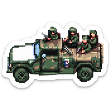 Military vehicle with soldiers sticker