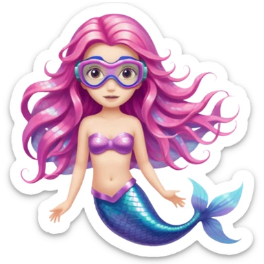 Mermaid wearing a light pink snorkel mask sticker
