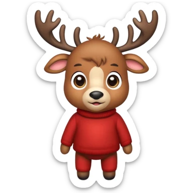 reindeer baby  cute, full body , sweater  sticker