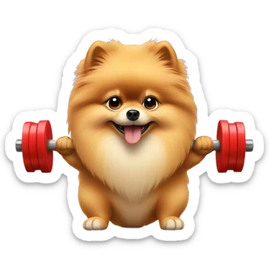 Pomeranian lifting weights sticker