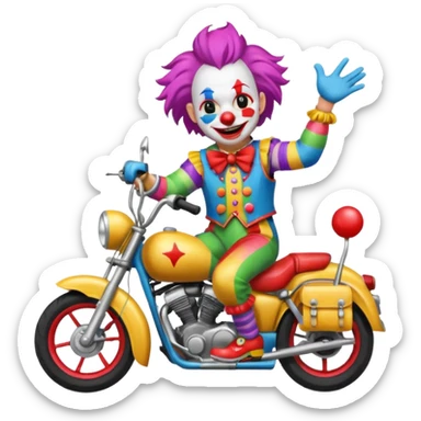 motorcycle-riding clown  sticker