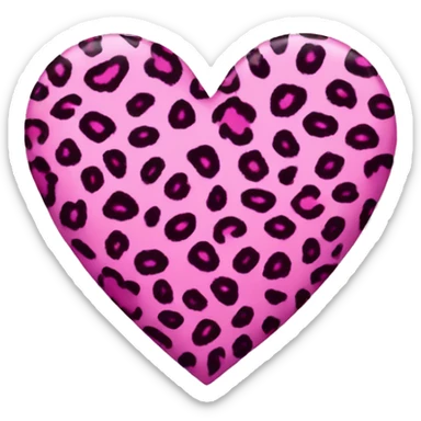 pink leopard print heart sticker