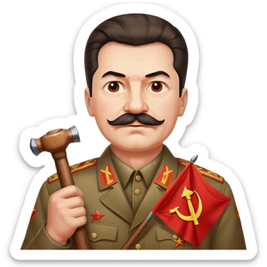 Stalin holding USSR flag sticker